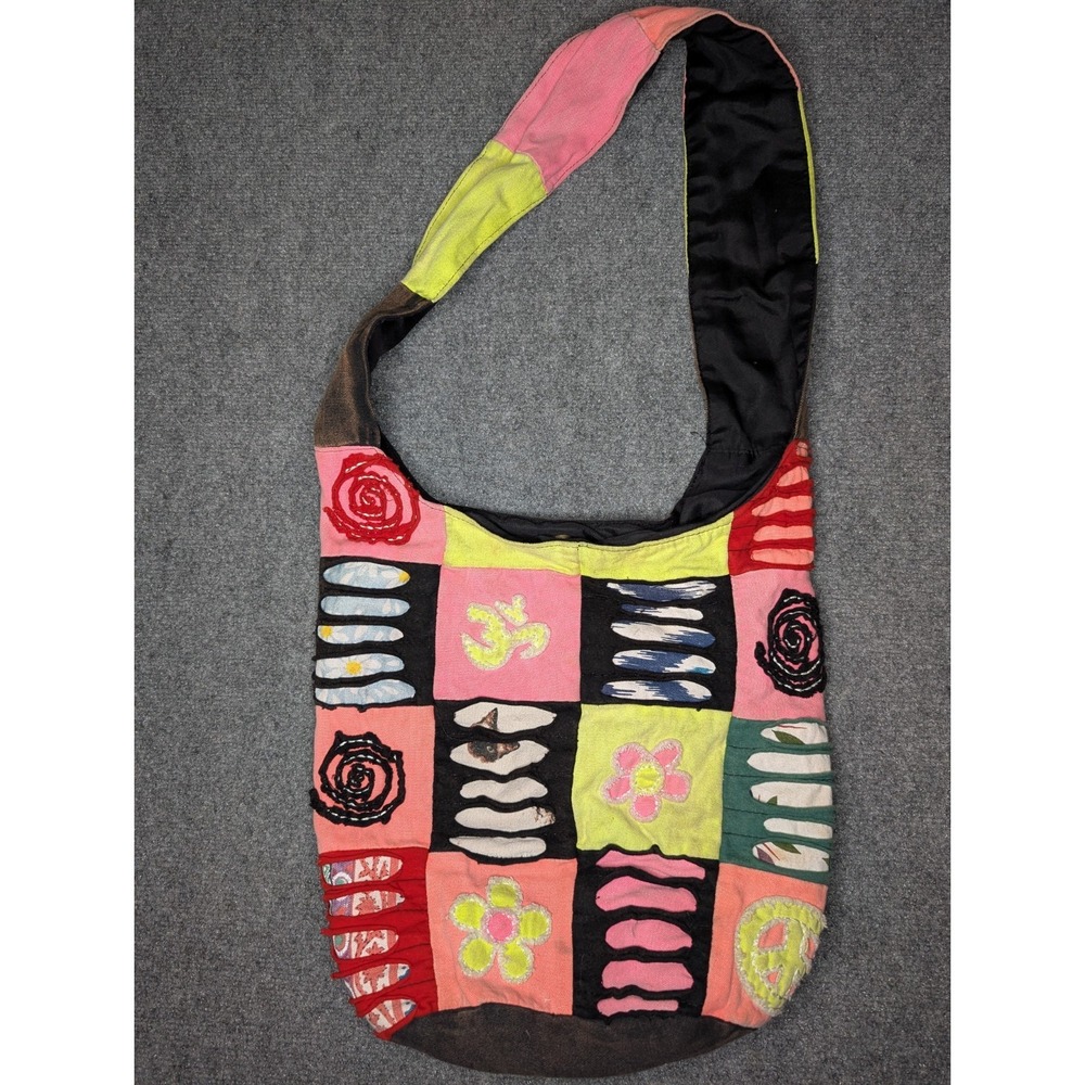 Nepal Boho Hippie Crossbody Shoulder Bag Purse Patchwork Applique Project Bag